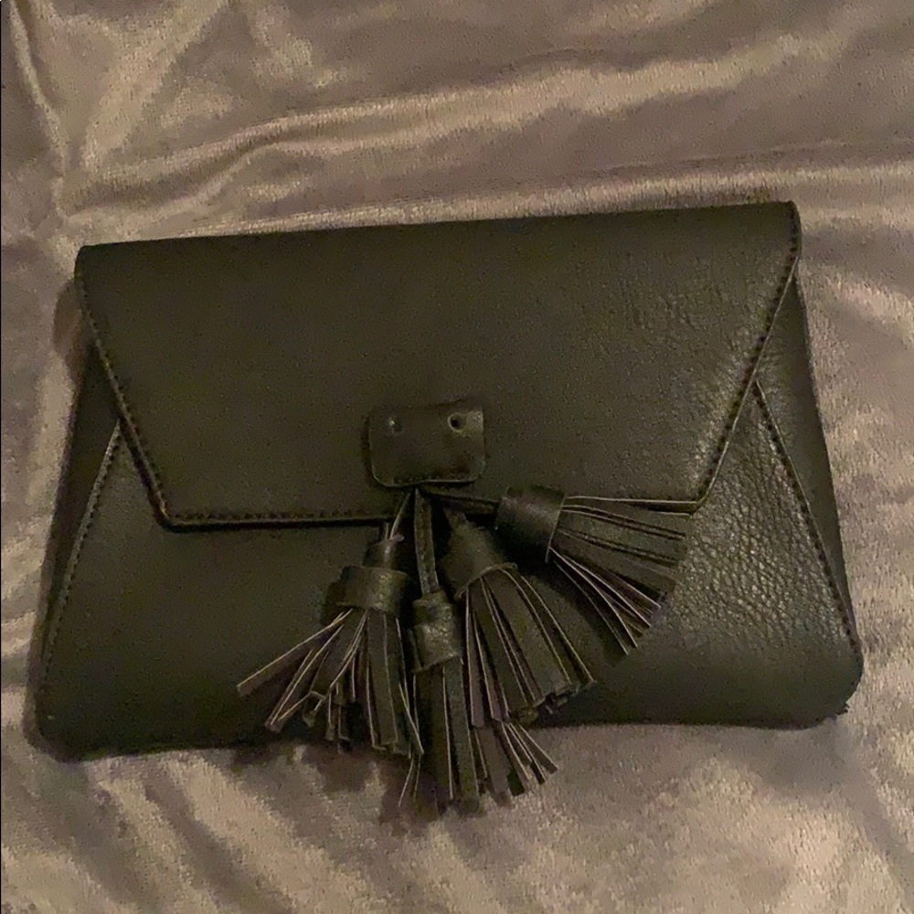 Black leather clutch